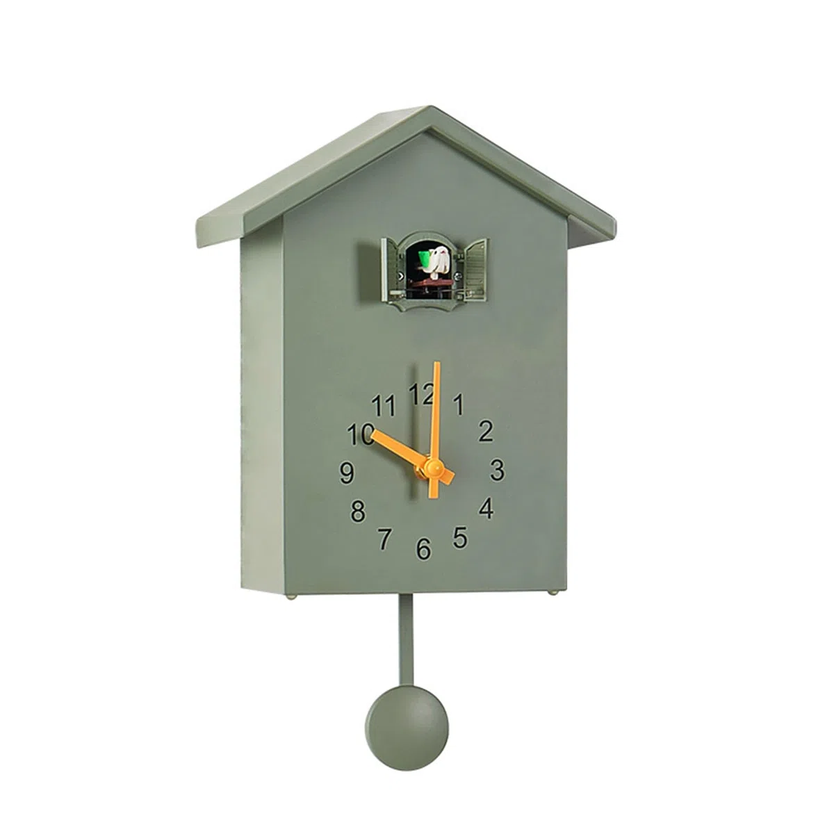 Orologio Cucu Moderno, Orologio a Cucù Da Parete con Funzione di Silenzio Notturno Orologio a Cucu con Uccellino che Esce (Verde)