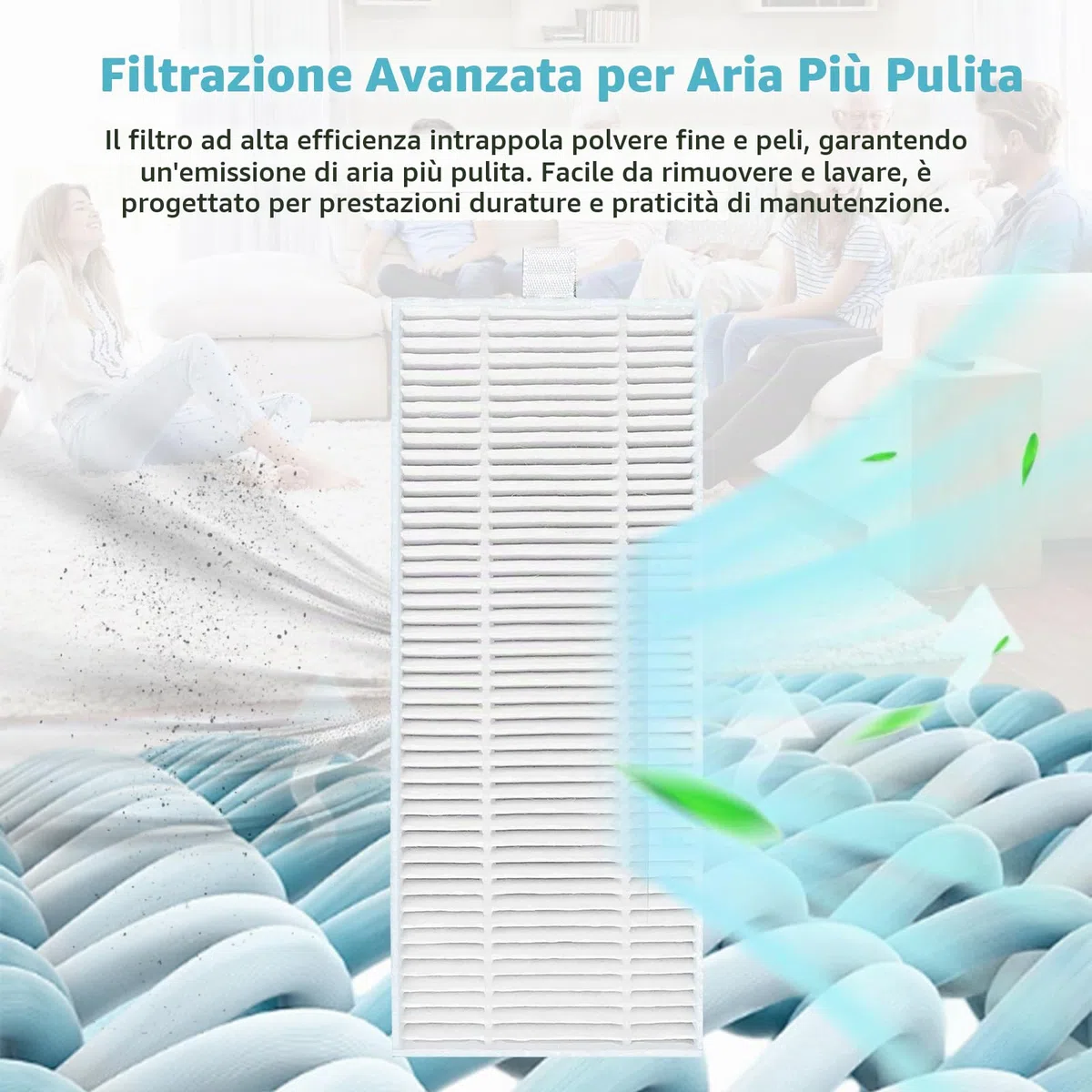 17 pezzi ricambio di accessori per Lefant M330 Pro robot aspirapolvere, 6 panni in microfibra, 6 spazzole laterali, 4 filtri di ricambio, 1 spazzola per la pulizia