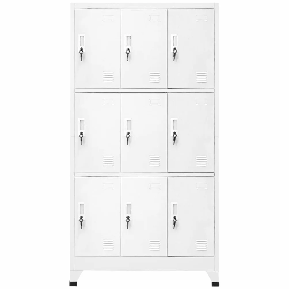 vidaXL Armadio a 9 Armadietti in Acciaio 90x45x180 cm Grigio Mobiletto Ufficio