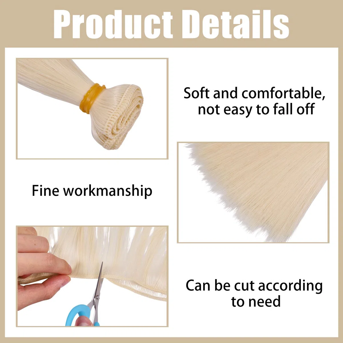 GLOBLELAND 6 pezzo di Parrucca per Bambola Giallo Chiaro Capelli Lisci Da 15cm Parrucche per Bambole Capelli Sintetici Spessi Flessibili e Morbidi Alla Moda e Accessori per La Creazione di Bambole