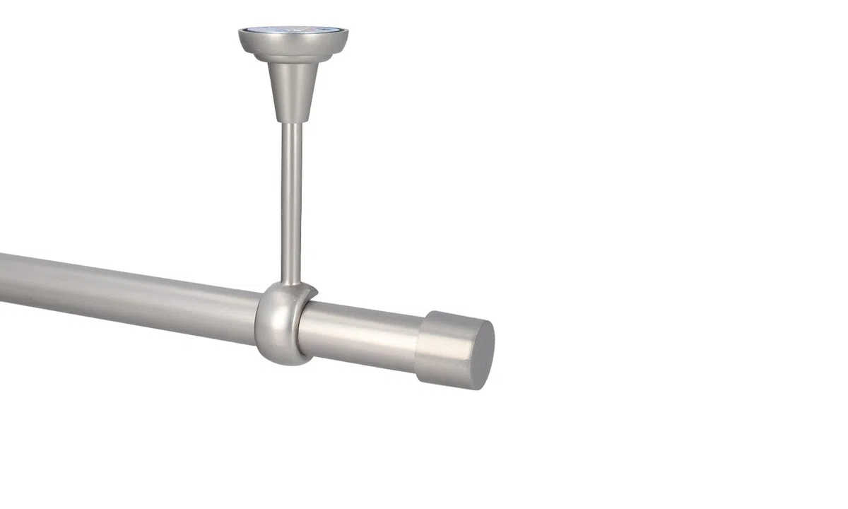 Kit Bastone per Tende in metallo 25mm Cromo Opaco Montaggio a Soffitto 180 cm Zoya