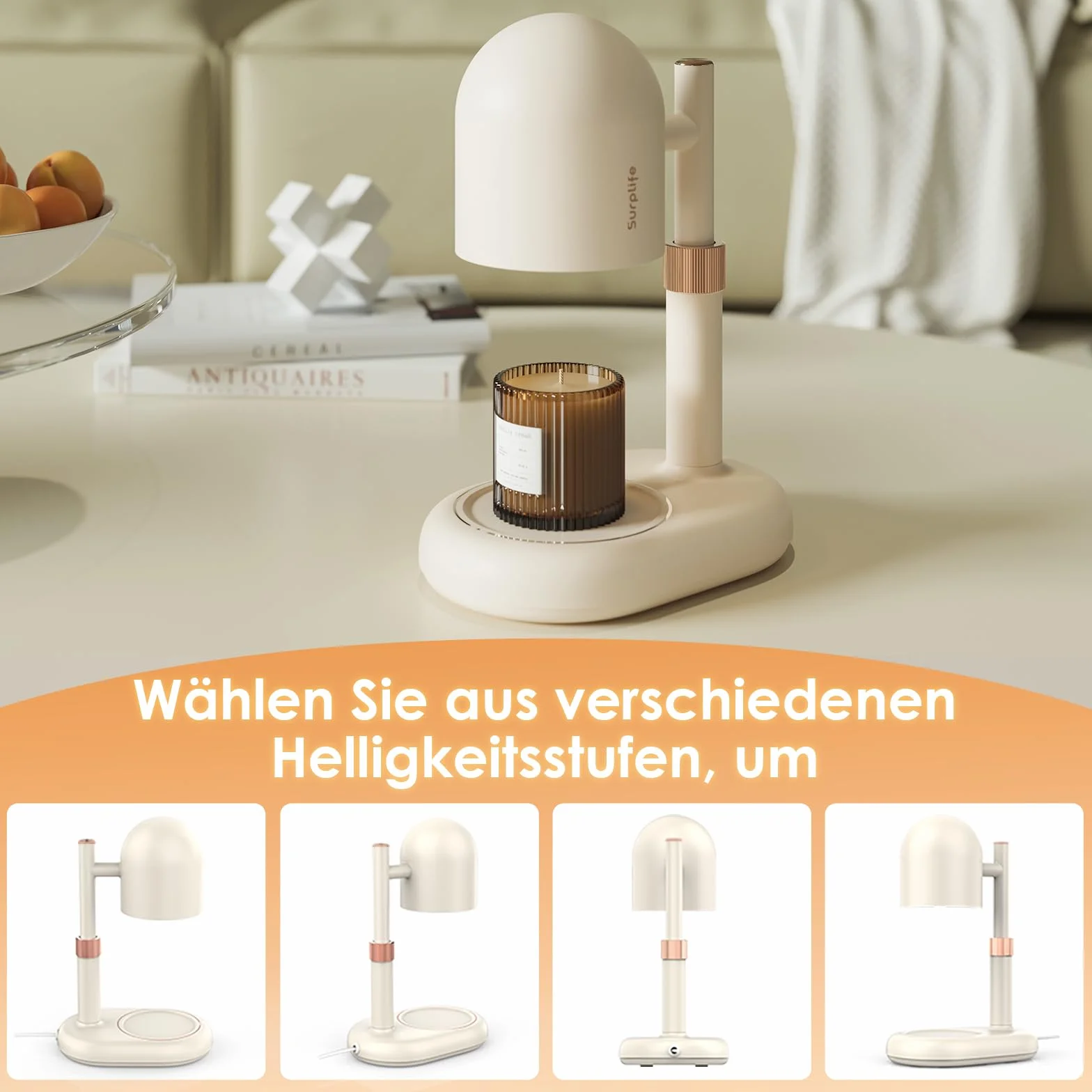 Lampada Scalda Candela, Lampada Candele Warmer Elettrica con Timer e Dimmer, Lampade Aroma Diffusore Regolabile in Altezza, con 2 Lampadine, per Casa, Camera da letto Decorazione donne e mamme