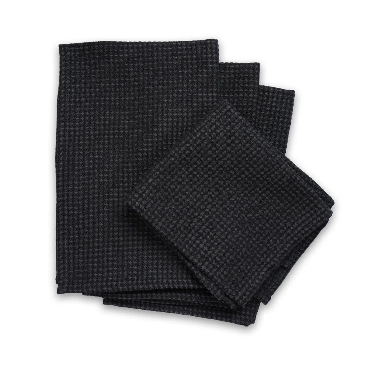 Encasa XO Asciugamani da cucina e salviette in cotone Grigio Nero | Strofinaccio in waffle e tessuto piatto | Set strofinacci | 70x45 cm | Riutilizzabile e ad asciugatura rapida Set di 4