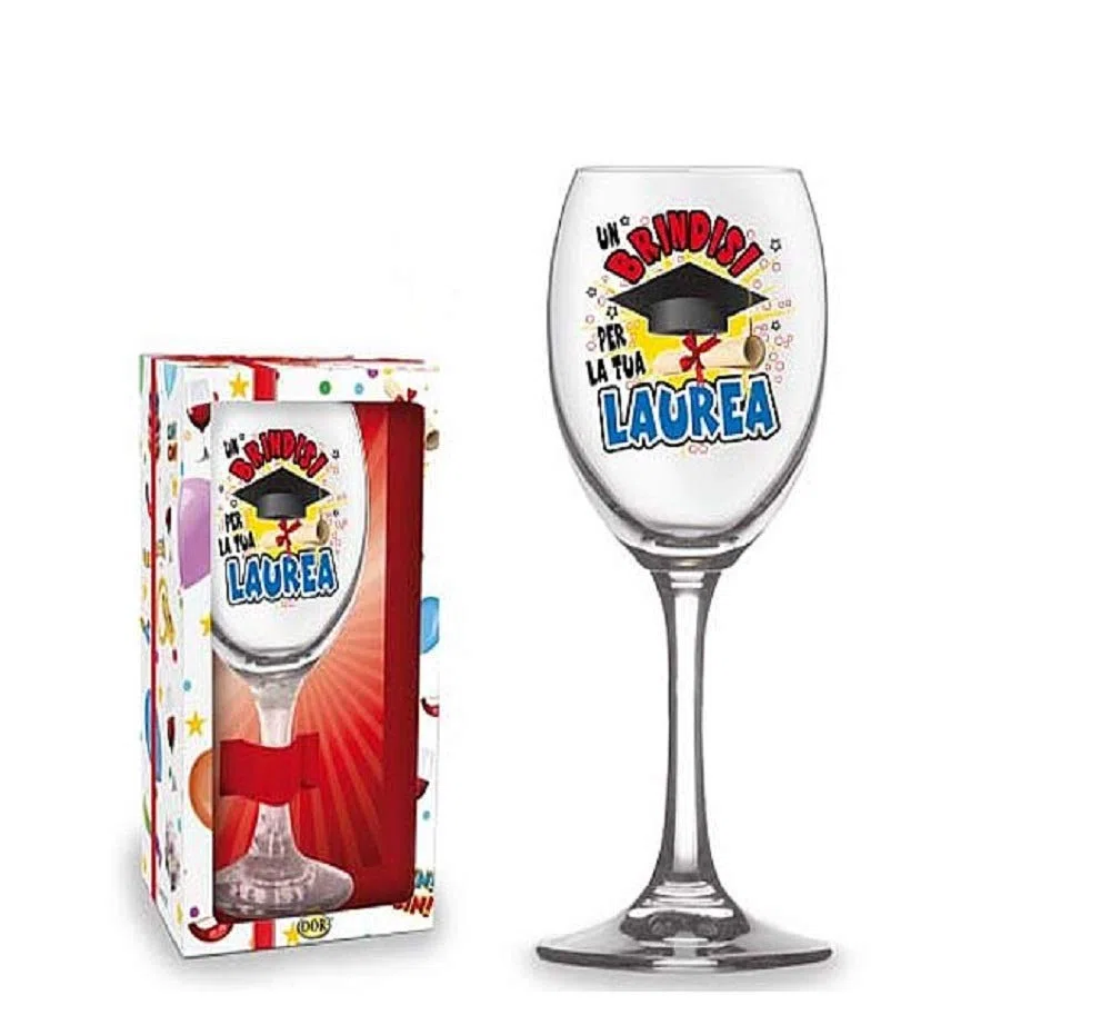 Dor Bicchiere Laurea Calice Vetro Gadget Stampato Idea Regalo Festa Neo Laureato