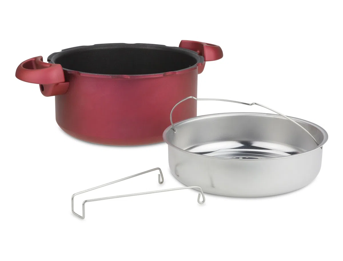 Tefal Clipsominut Duo 5L Pentola a pressione 5L Rosso, Acciaio inossidabile
