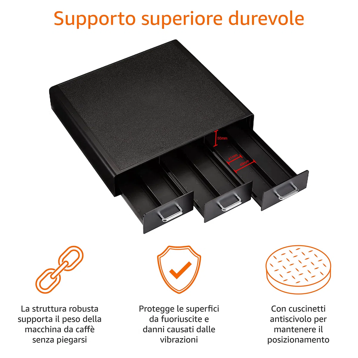 Amazon Basics - Cassetto di stoccaggio delle cialde di caffè per K-Cup - capacità 36, Nero