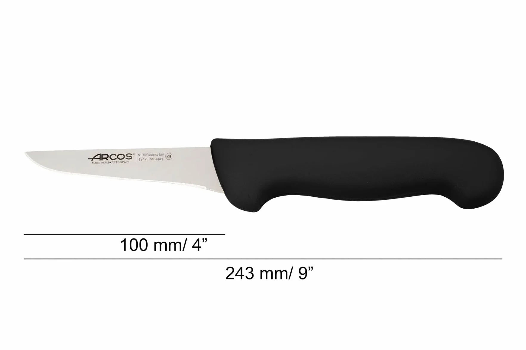 Arcos Serie 2900 - Coltello Disosso - Lama Acciaio Inossidabile Nitrum 100 mm - Manico Polipropilene Colore Nero