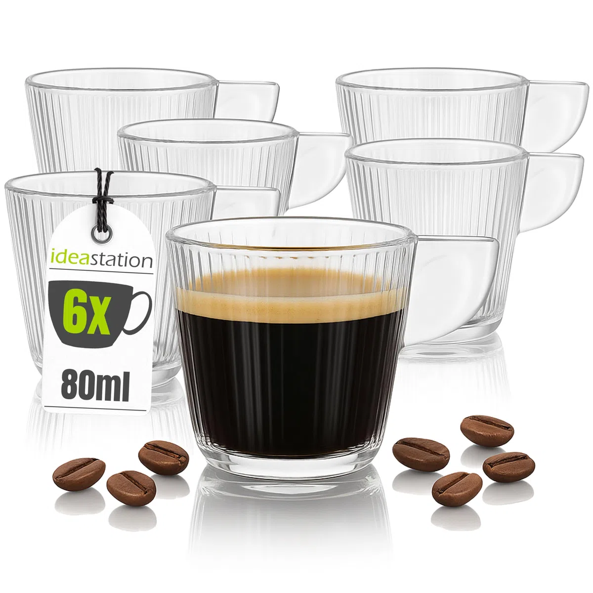 idea-station tazzine caffe vetro 6 pezzi - 80 ml - bicchieri caffe vetro - tazze espresso - coffee espresso mug