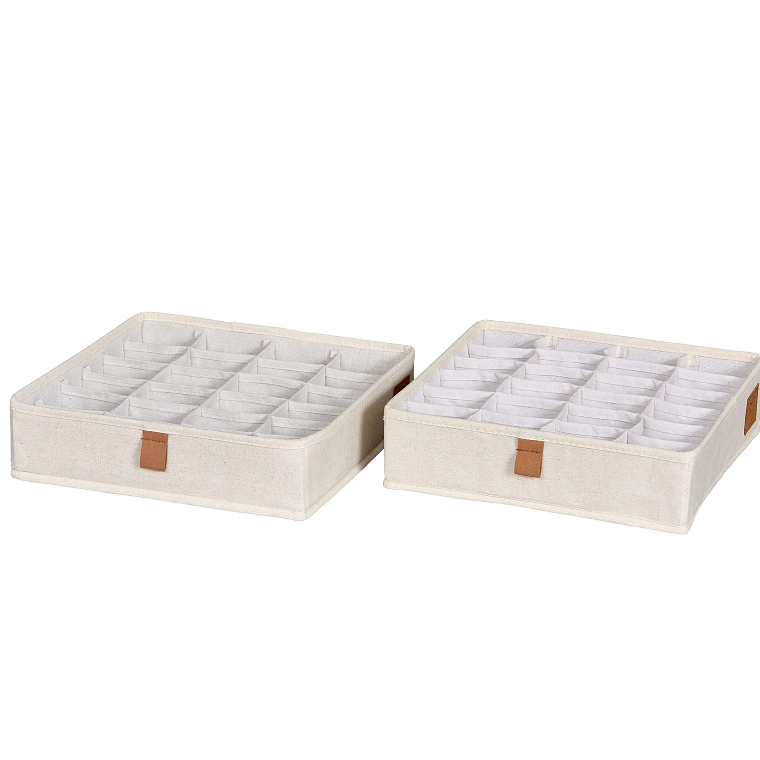LOVE IT STORE IT Premium Organizer Cassetti -Organizzatore Armadio Pieghevole con 24 Scomparti - Set da 2 - Rinforzi in Cartone -30x30x8cm - Beige