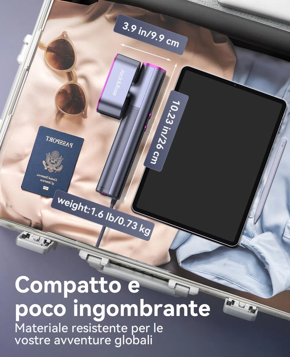 Ferro da stiro da viaggio, 100-240 V Doppia tensione Steamer, 1000W Vapore grande 22 g/min Ferro da Stiro Portatile, 15s rapido riscaldamento per il Global viaggio