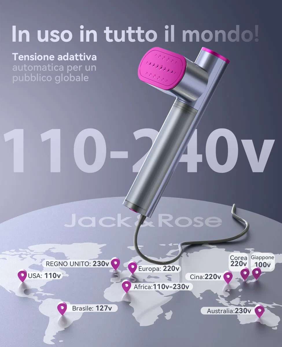Ferro da stiro da viaggio, 100-240 V Doppia tensione Steamer, 1000W Vapore grande 22 g/min Ferro da Stiro Portatile, 15s rapido riscaldamento per il Global viaggio