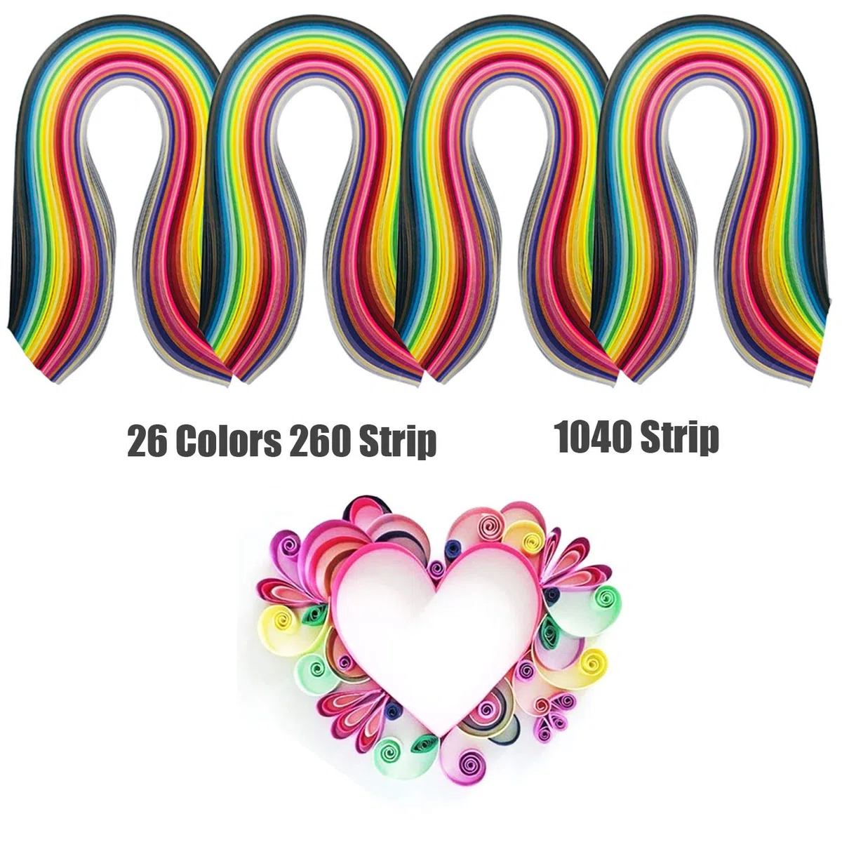 Woohome 1040 Strisce 3MM Carta Quilling Pape Kit, 110 Strisce Fiori di Carta Paper Quilling, Quilling Carta Fiore Craft Kit Quilling Strisce di Carta per Creazioni Artigianali, Scrapbooking