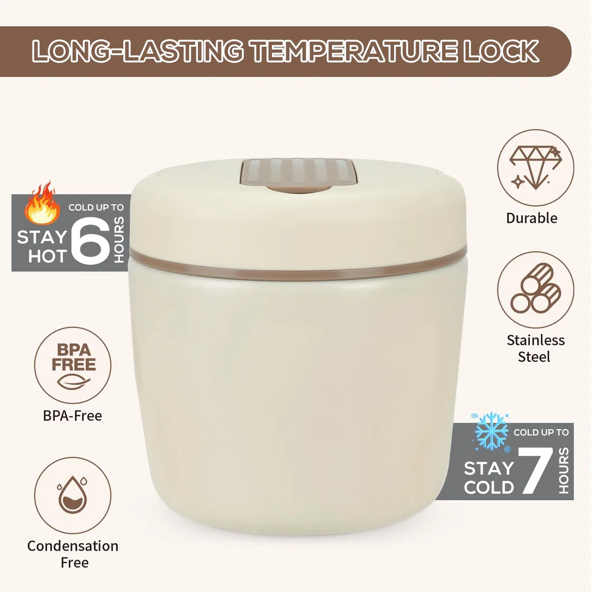 Cozary Thermos per Alimenti Caldi 1200 ml, Contenitore Termico per Alimenti Caldi in 304 Acciaio Inox, Lunch Box Termico con Cucchiaio Pieghevole per Zuppa, Pasta