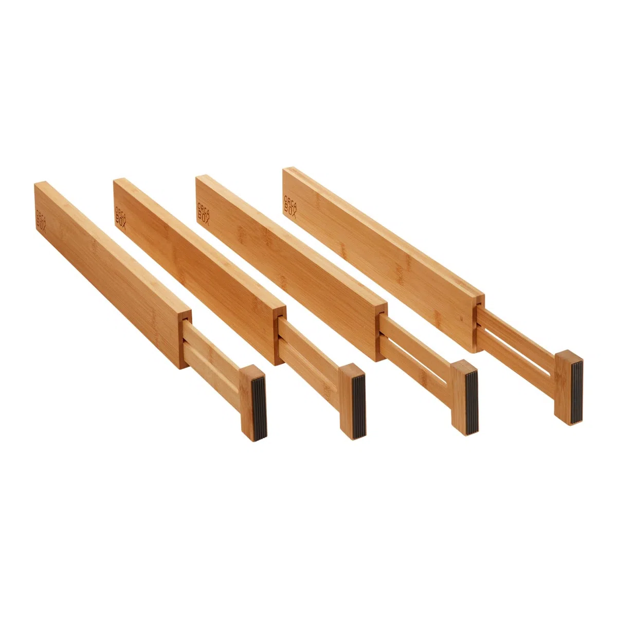 ORGA-BOX Sistema di divisori per cassetti in bambù 4 parti 430-556 mm Divisore per cassetti, divisore per cassetti con meccanismo a molla