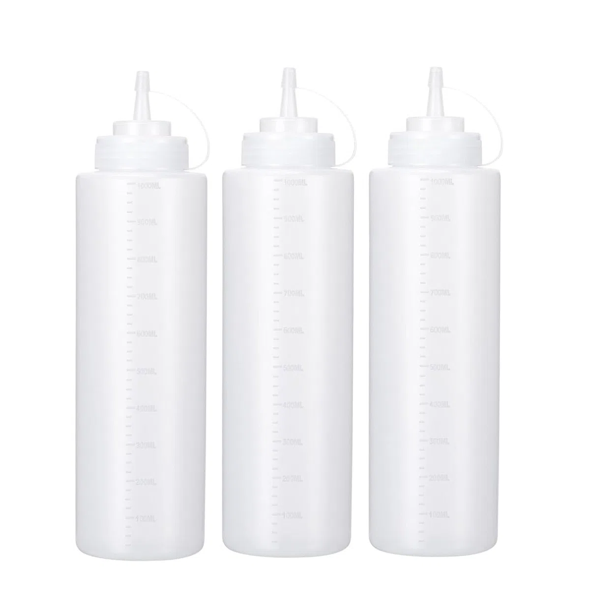 3 pezzi biberon cucina,1000ml squeeze bottle,dispenser olio, in plastica, per ketchup, salse calde, barbecue, salse per insalate, pittura, olio d'oliva