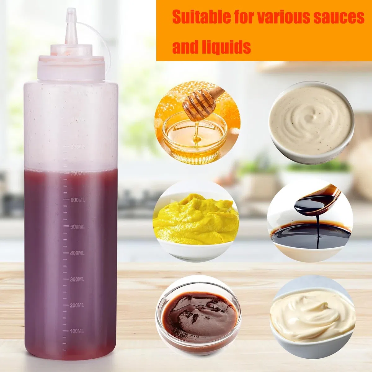 3 pezzi biberon cucina,1000ml squeeze bottle,dispenser olio, in plastica, per ketchup, salse calde, barbecue, salse per insalate, pittura, olio d'oliva