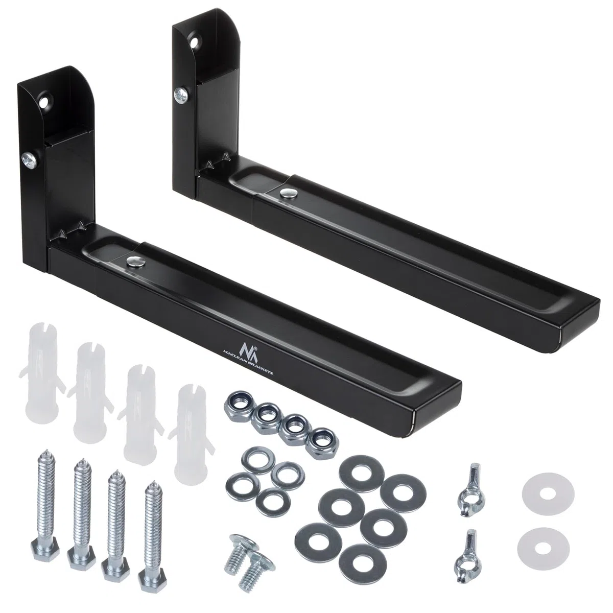 Maclean MC-915B Supporto universale per microonde con braccio telescopico, per forno a microonde, forno fino a 30 kg (Nero)