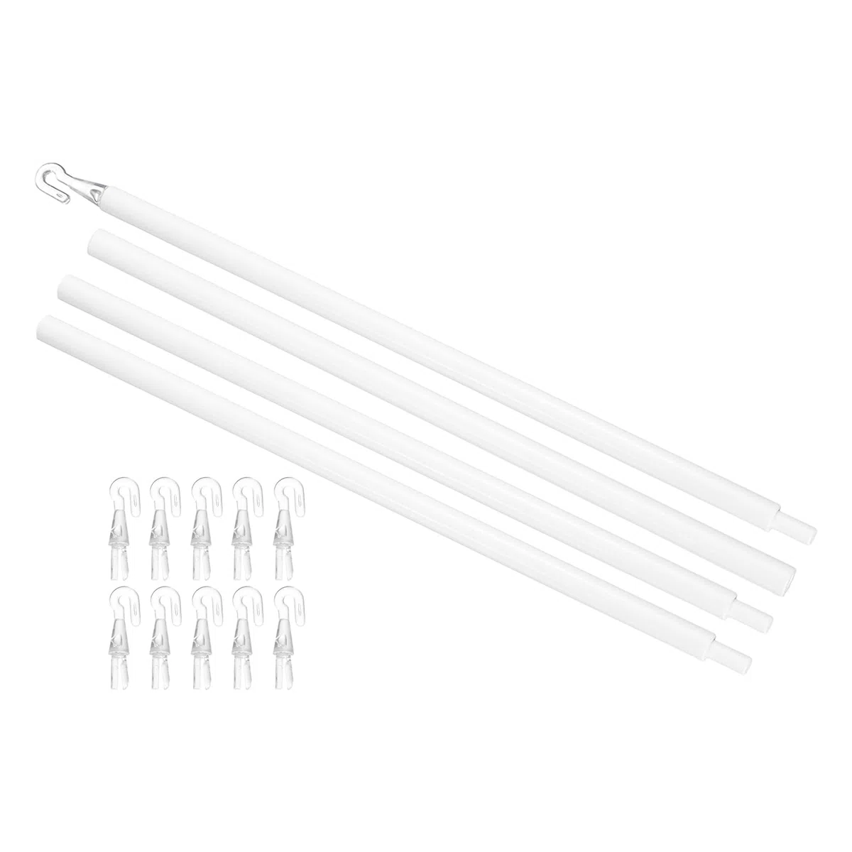 QUARKZMAN 46" Asta Di Ricambio Per Tende Verticali Con Gancio, Asta Regolabile Per Aprire Tende A Bastone, Accessorio Bianco Per Tapparelle