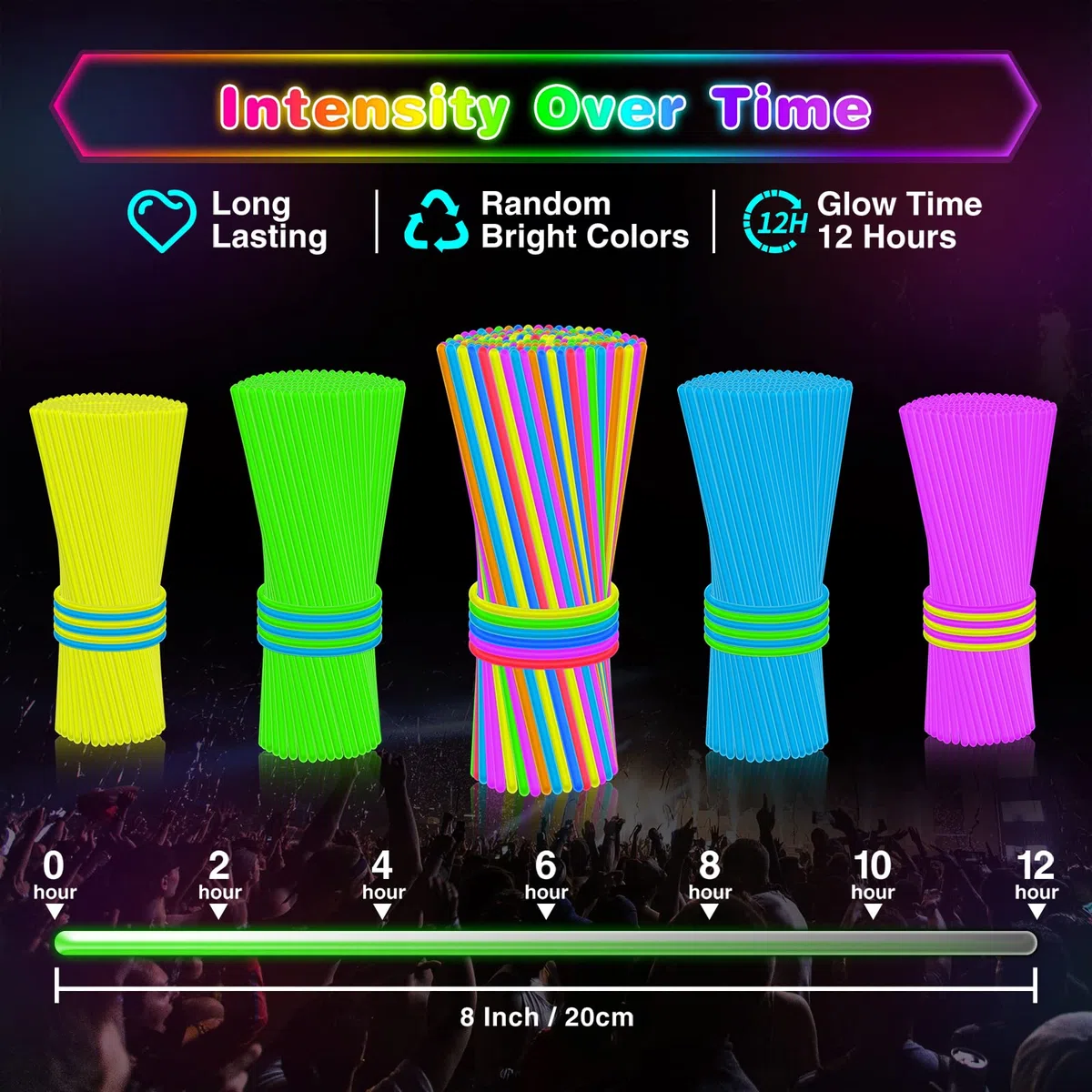 KIMIMARA Braccialetti Luminosi, Starlight Fluorescenti, Glowsticks Party con Connettori per Creare Bracciali e Ciondoli, Giocattoli Luminosi per Illuminare Tutte le Vostre Feste, per Halloween