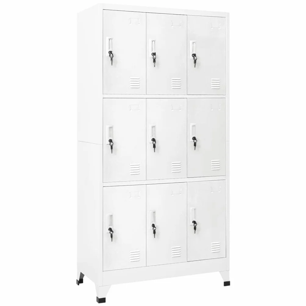 vidaXL Armadio a 9 Armadietti in Acciaio 90x45x180 cm Grigio Mobiletto Ufficio