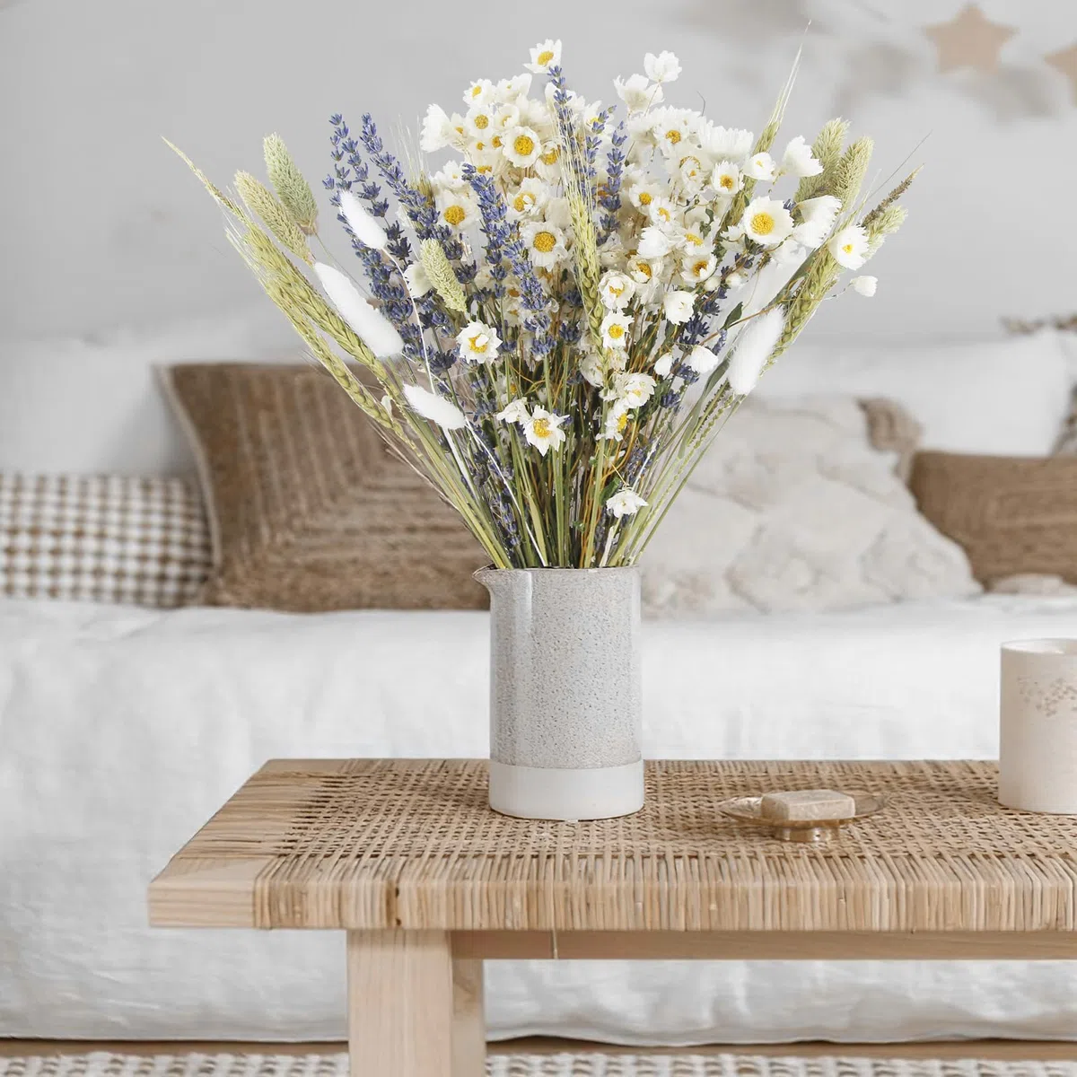 Mazzi Fiori Secchi Decorativi Naturali per Vaso Miste Bouquet Lavanda Essiccata Gerbere Coda di Coniglio Pampas Erba di Grano per Bomboniere Matrimonio Decorazione Casa Fai Da Te Partito
